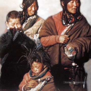 Famille tibétaine 2 chinois Chen Yifei Peinture à l'huile